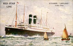 Steamer-Boat-steamer Illustration Red Star Line Lapland 18:886 Tons- CPA