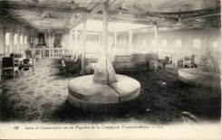 Steamer-Boat-steamer Living room of Conversation of Transatlantic Company CPA