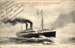 Transatlantic Steamer-Boat-steamer General Company: - Postal services of the Mediterranean Charles Roux- CPA