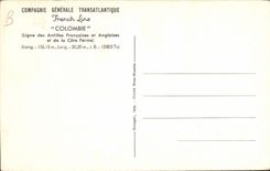 Tranatlantique-Franzosische Linie Kolumbien- Linie Dampfer-Boot-Dampfer Generalcompany der franzosischen Antillen und - CPA