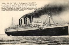 Steamer-Boat-steamer Le Havre Paris - largest most beautiful most modern of all the Deck chairs - CPA