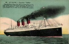 Steamer-Boat-steamer Le Havre Paris Line of Harbor New York 233m length 26 m broad - CPA