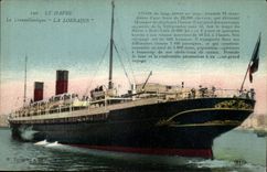 Steamer-Steamer-Boat-boat Havre' Lorraine' 177m10 of long Illustration - CPA