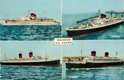 CPM Souvenir du Havre Seine Maritime Paquebots Liberte Ile de France Flandre Antilles 