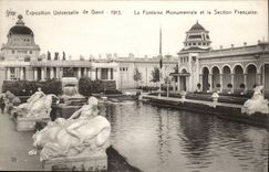 Exposition Universelle de Gand-Ghent-Belgique-Belgium-1913- La Fontaine Monumentale et la Section Francaise- CPA
