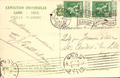 Exposition Universelle de Gand-Ghent-Belgique-Belgium-1913- Hand stamp- Vieille Flandre -Le Theatre -CPA