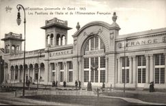 Exposition Universelle de Gand-Ghent-Belgique-Belgium-1913-Les Pavillions de l'Italie et de l'Alimentation Francais-CPA 