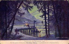 Exposition Universelle Bruxelles-Illustration-Brussels-Un des postes de Fourrures Revillon Freres-Koksoak River-CPA