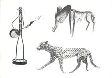 CPM Ferro Sculptures de Maurice Louis Lapouge La Croix du Rat Castels Guepard  Sanglier Musicien