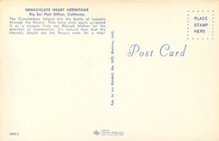 CPM Immaculate Heart Hermitage Big Sur Post Office California