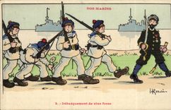 Nos Marins-Fantaisie-Humour- Bateau-Debarquement de vive force-CPA Gervese