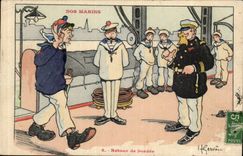 Nos Marins-Fantaisie-Humour-Bateau- Retour de bordee-CPA Gervese