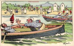 Nos Marins-Fantaisie-Humour-Bateau- Arrache garcons! -CPA Gervese