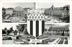 CPM Rennes Le theatre Le palais du commerce Jardin du Thabor Le palais de justice