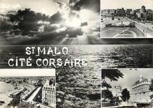 CPM St Malo Cite Corsaire Le Chateau et nouvelles constructions les Remparts le Bassin et le chateau