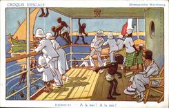 Sketch Of Stopover Imagination Boat Africa-Africa Illustration With the sea! With the sea! Transport Maritime Djibouti