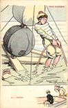Nos Marins-Fantaisie-Humour-Bateau- Gabier- CPA Gervese Illustrateur
