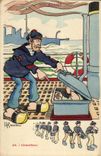 Nos Marins-Fantaisie-Humour-Bateau- Chauffeur- CPA Gervese Illustrateur