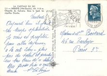 CPM La Capitale du Ski Megeve (Hte Savoe) alt 1113 m chapelle du Calvaire dans le fond les aiguilles