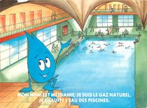 CPM Mon Nom est Methanie je suis le Gaz Naturel je Chauffe l'eau des Piscines