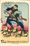 Marins-Fantaisie--Bateau- Illustration- Nos Matelos- campagne 1914-1915- Remorquage apres le Combat -CPA Illustrateur