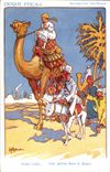 Croquis D'Escale-Fantaisie--Illustration-Port Said-Une oint dans le desert-Camel-Chameau -CPA Illustrateur Egypte