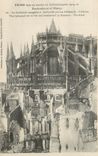 CPA Reims dans ses annees de bobmbardements 1914 18 La Cathedrale incediee et bombardee par les Alle