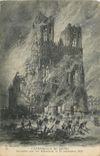 CPA Cathedrale de Reims incendiee par les Allemands 