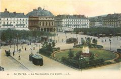 CPA Le Havre La Place Gambetta et le Theatre 
