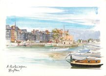 CPM La Cote de Grace Le bassin a flot de Honfleur 