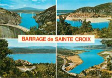 CPM Barrage de Ste Croix s Verdon Le Mur du Barrage Le Village de Baudeun 