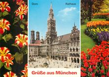 CPM Grusse aus Munchen Place S Marie avec la Mairie et la Dome 