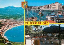 CPM St Jean de Luz PA Vue generale avec la Rhune Le port et la maison de l'Infante 