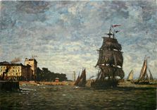 CPM Louis Alexandre Dubourg Voiliers devant Honfleur 