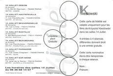 CPM Les Horaires des salles Kieslowski 