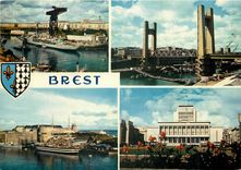 CPM Brest Finistere l'Arsenal le pont levant l'amiraute et l'hotel de ville 