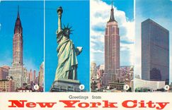 CPM Greetings from New York City Chrysler Building Statue of Liberty Empire Statue Building United N