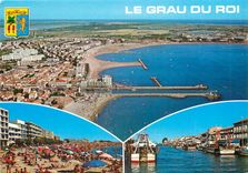CPM Le Grau du Roi Gard Vue aerienne La plage de la rive gauche Le Canal 