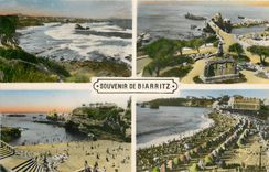 CPM Biarritz Vue generale le rocher de la Vierge et le Monument aux morts la Plage du Port vieux