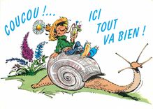 CPM Coucou ici tour va bien Gaston Lagaffe Franquin Escargot