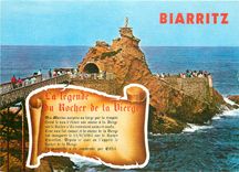 CPM Biarritz Le Rocher de la Vierge avec sa legende 