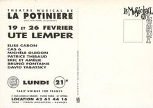 CPM Theratre Musical de la Potiniere 19 et 26 fevrier ute lemper