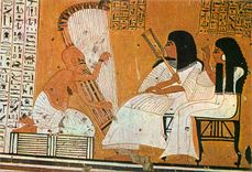 CPM Deir El Medina Tomb of Noble Anher Khaou Le couple ecoutant le chant du harpiste 