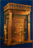 CPM Le Musee Egyptien Le Caire Tutankhamens Treasures Large woodesn canopic shrine guarded by for pr