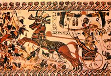 CPM Le Musee Egyptien Le Caire Tutankhamens Treasures Le Roi luttant l'ennemi asiatique 