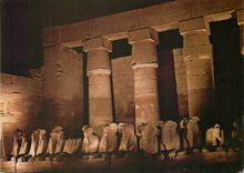 CPM Karnak The famous Sphinx avenue illuminated by night 