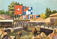 CPM Exposition Universelle de Bruxelles Le Pavillon de la Suisse Les Lacs 