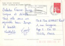 CPM Suisse Vevey la statue de Charlie Chapun 