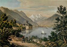 CPM Le Chateau de Chillon et les Dents du Midi d'Apres une gravure ancienne du debut du XIXe s