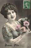 CPA Fantasy Good Woman celebrates Vive the holy Louise August 25th 1912